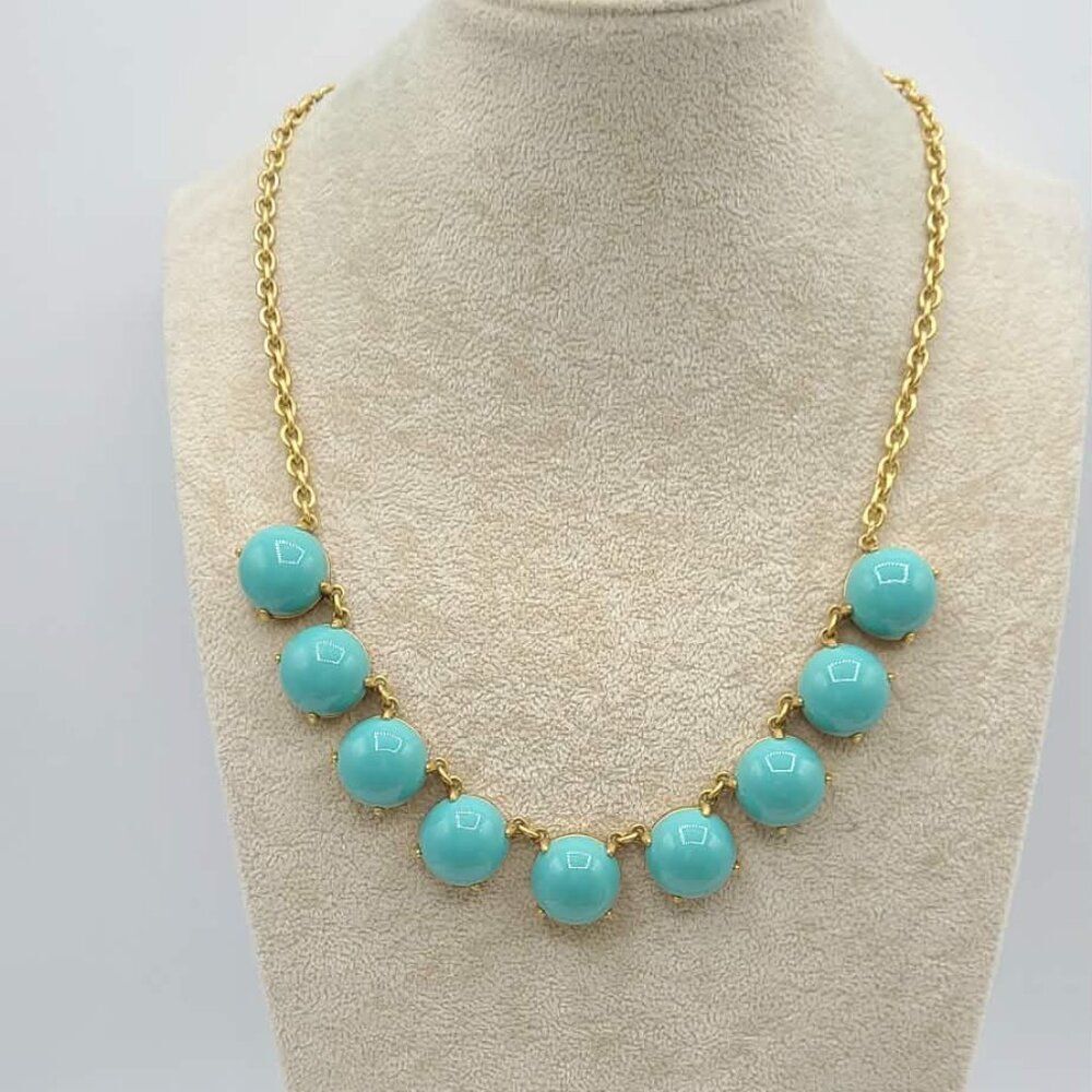 J Crew Gold Tone Aqua Bubble Necklace